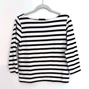 J CREW Mariner striped shirt white navy Breton long sleeve boatneck XS cotton